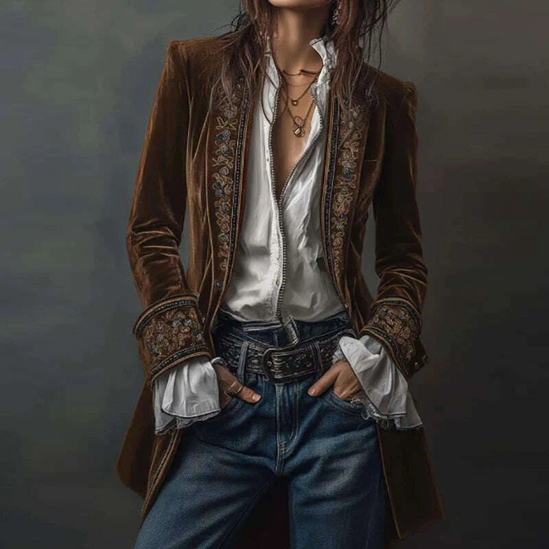 KIMLUD, New V Neck Patchwork Elegant Chic Jackets, Women Spring Autumn Long Sleeve Fashion Coat, Casual Simple Ladies Cardigan Outerwear, KIMLUD Womens Clothes