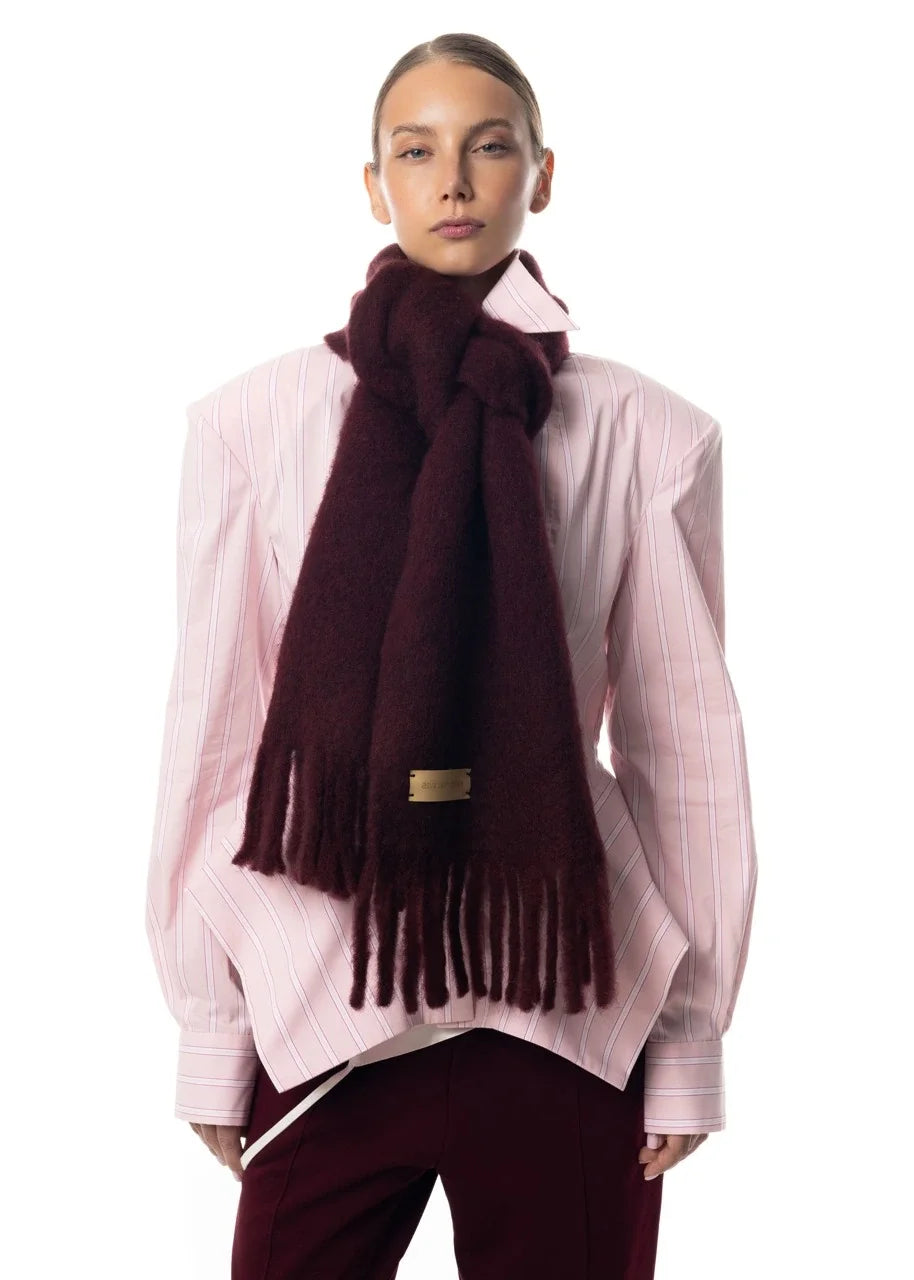 Fitted Striped Shirt Asymmetric Hem — Pink | KIMLUD