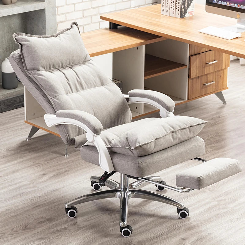 Linen Upholstered Executive Chair With 360 Degree Swivel And Lockable Wheels — Black | KIMLUD
