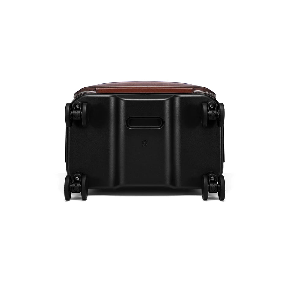 Cowhide Leather Suitcases Hard Shell — Black | KIMLUD