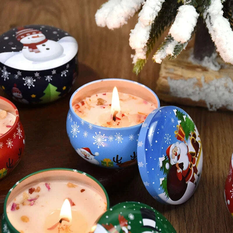 KIMLUD, Christmas Aromatherapy Candle Jar Christmas Scented Candle Tin Jar Cans Candle Merry Xmas Decor For Home New Year Navidad Gifts, KIMLUD Womens Clothes