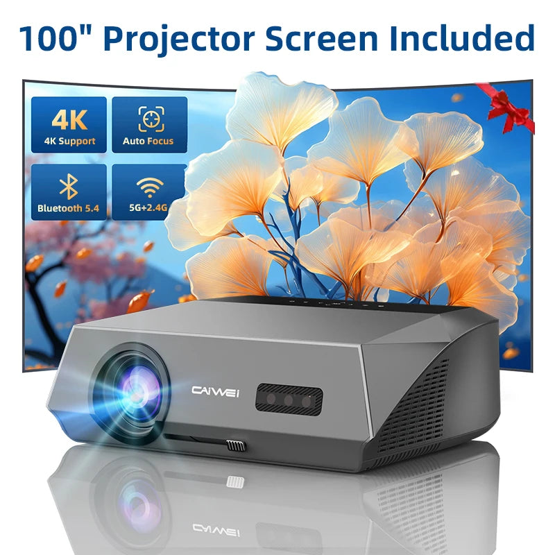 CAIWEI 4K Beam Projectors for Movie Auto Focus Correction Smart Android Wifi 1080P Full HD Home Theater Projector Global Version
