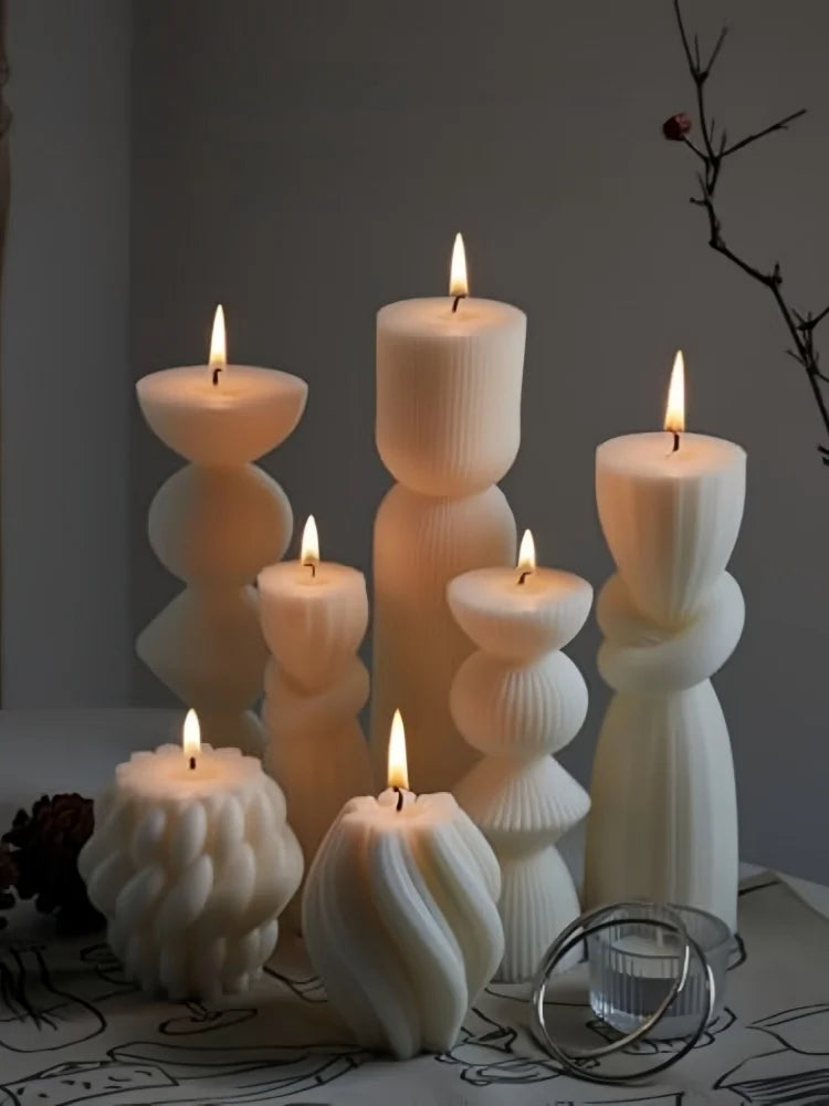 KIMLUD, Aromatherapy candles, large pillar ribbed decorative candles, soy wax, suitable for gifts, room shelves, home ribbed decoration, KIMLUD Womens Clothes