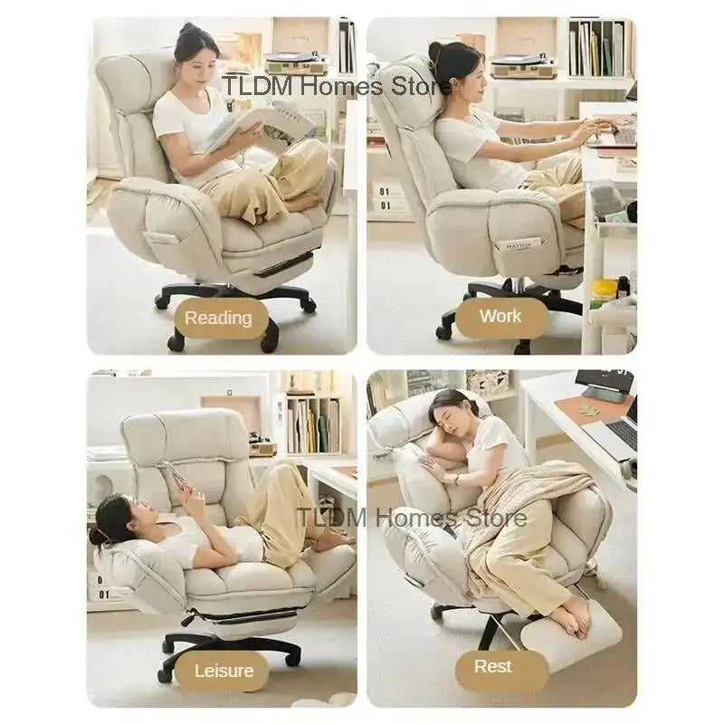 Faux Leather Gamer Chair Lift Recliner — Pale Ivory | KIMLUD