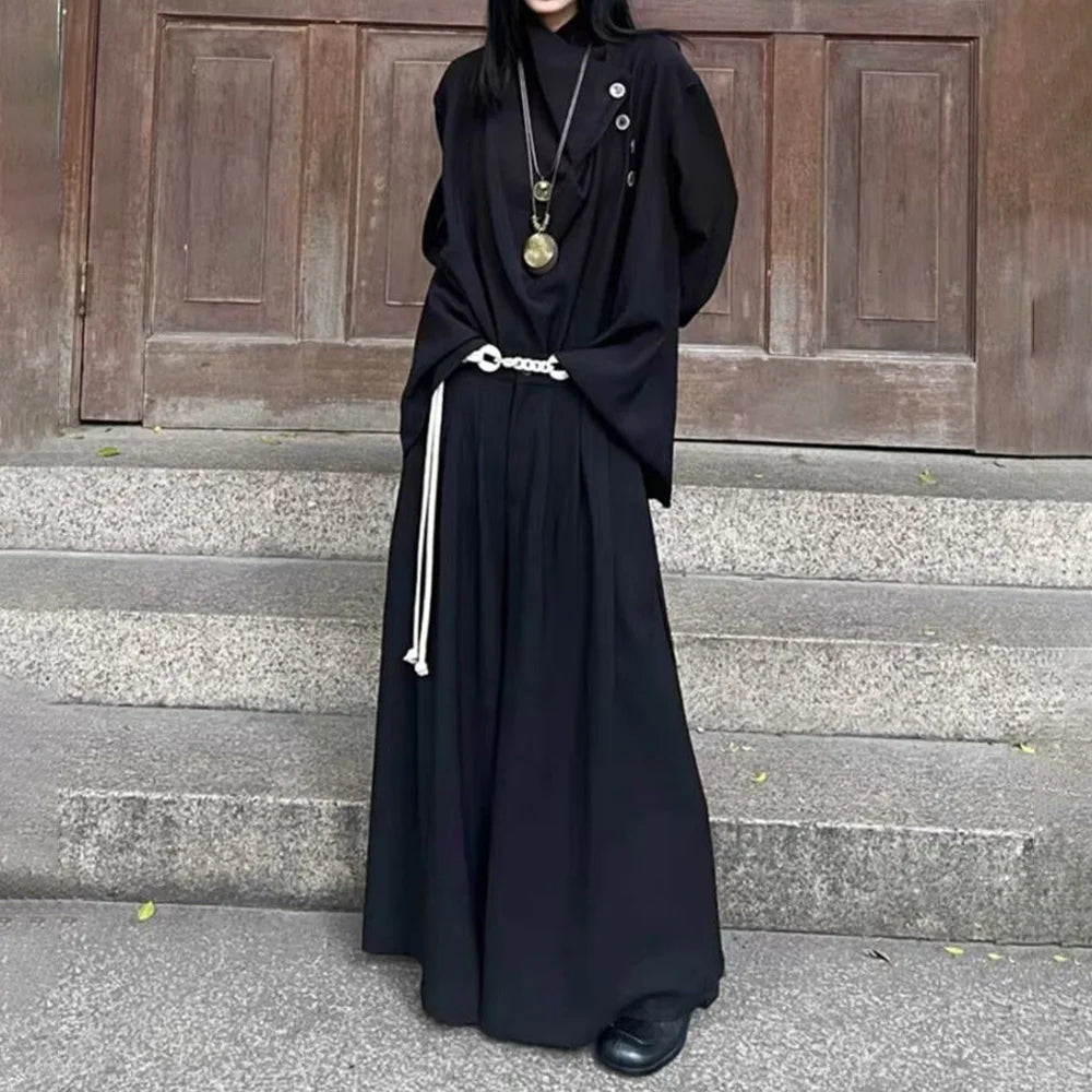 Gothic Dark Y2k Skirt Pants Genderless Japanese Harajuku Casual Outdoor Culottes Wide-Leg Pant Men'S Clothing Unisex (No String)