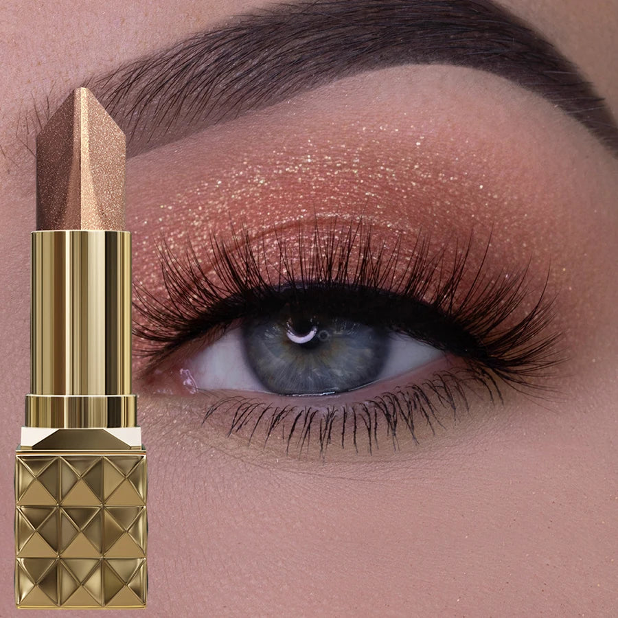 Two color Eye Shadow Stick Velvet Shimmer Eye Makeup Durable Waterproof Eyeshadow &Lipstick Glitter Contour,Highlight for Women