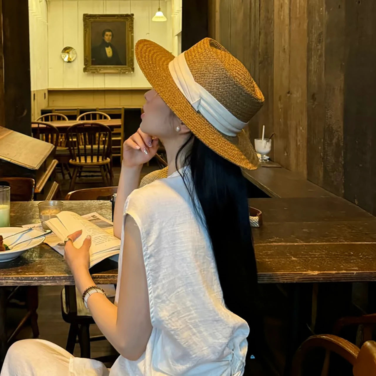 Wide Brim Hats Ribbon Straw Sun Protection — Natural | KIMLUD