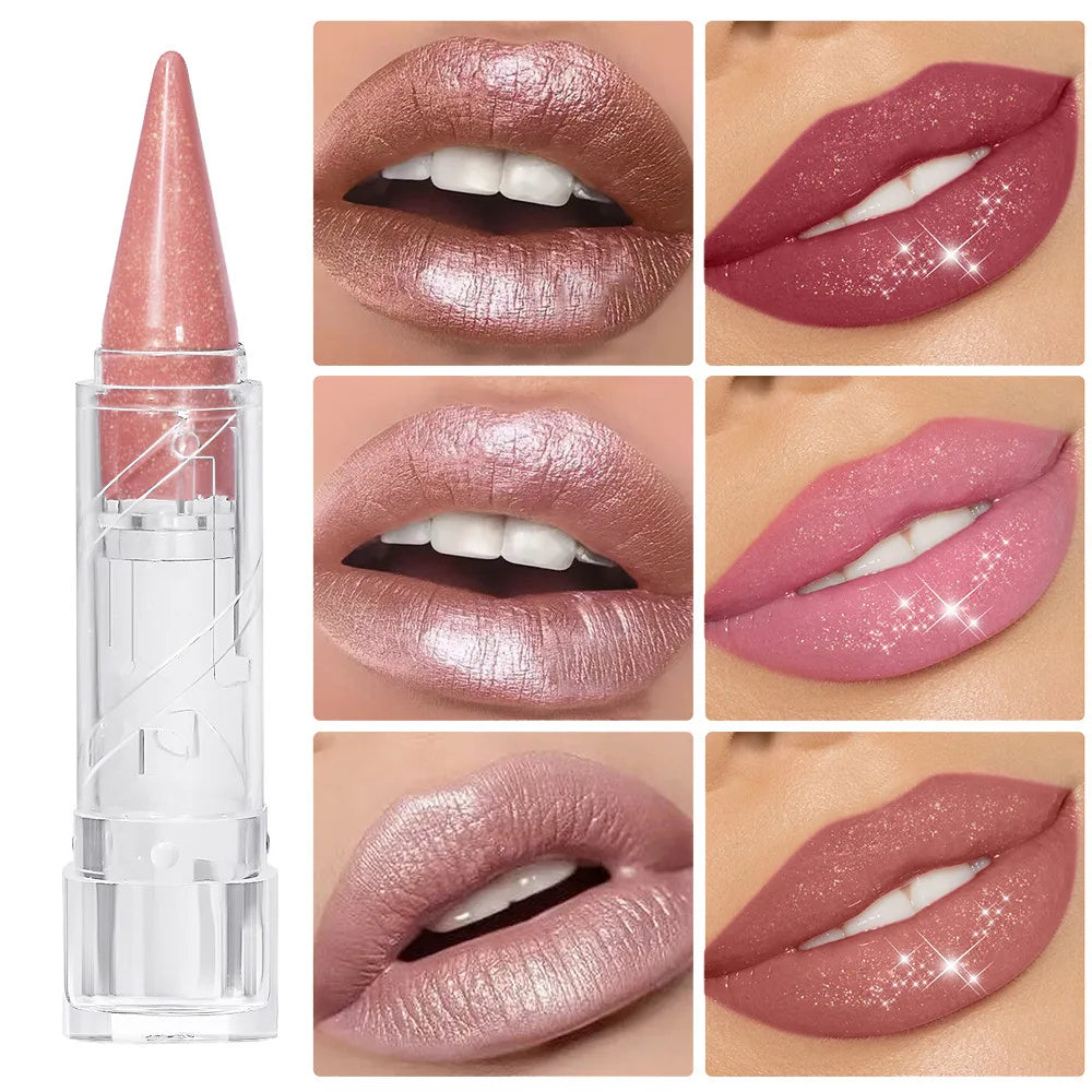 Glitter Lip Gloss Pearl-Infused Set — Pink Nude | KIMLUD