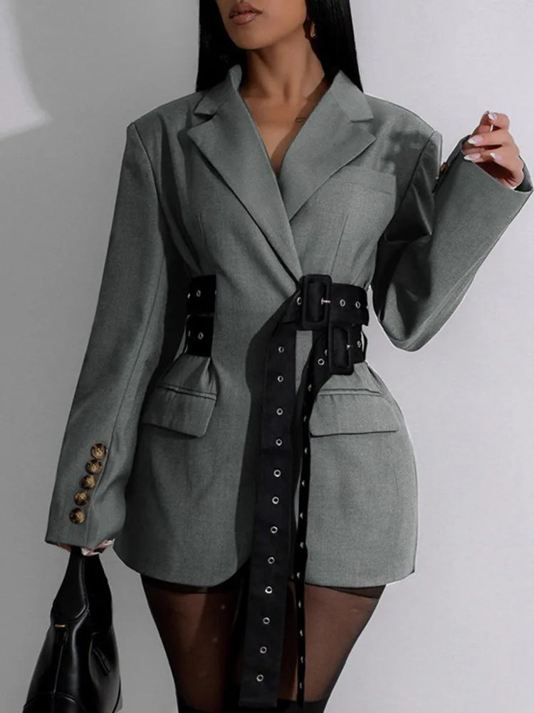 Blazer Coat - Lapel Blazer - Oversized Silhouette | KIMLUD