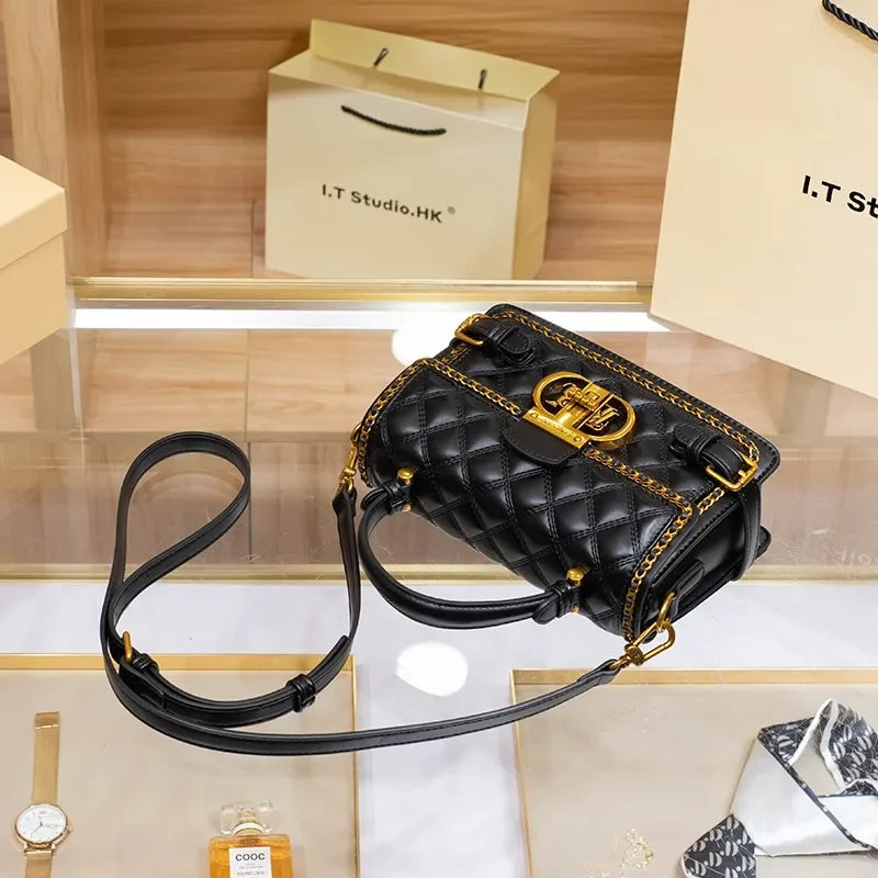 PVC Crossbody Mini Square Bag Leather Look — Black | KIMLUD