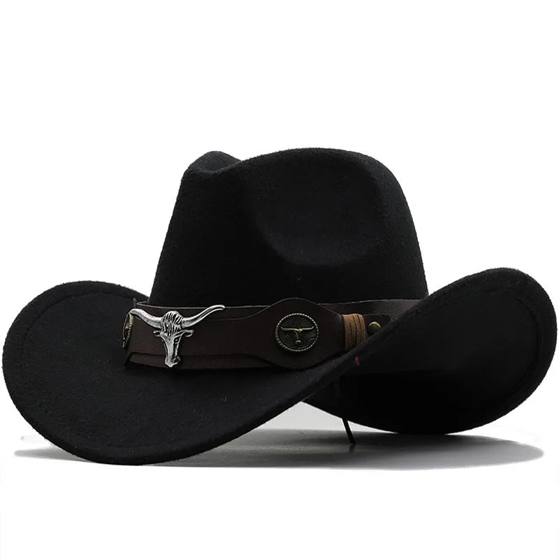 Felt Cowboy Hat Rolled-Up Buckle-Belt Turquoise-Band Bling-Star — Chocolate Brown | KIMLUD
