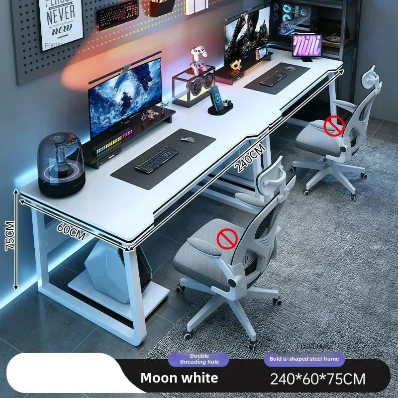 L-Shaped Double Computer Desk Home Office — Black | KIMLUD
