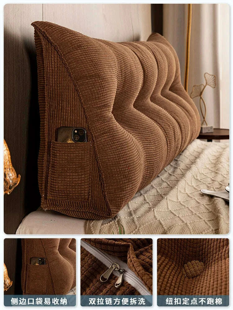 KIMLUD, Long Pillow Headboard Cushion Triangle Large Back Bed Soft Bag Pillow Can Be Disassembled and Washed Bedroom Sofa, KIMLUD Womens Clothes