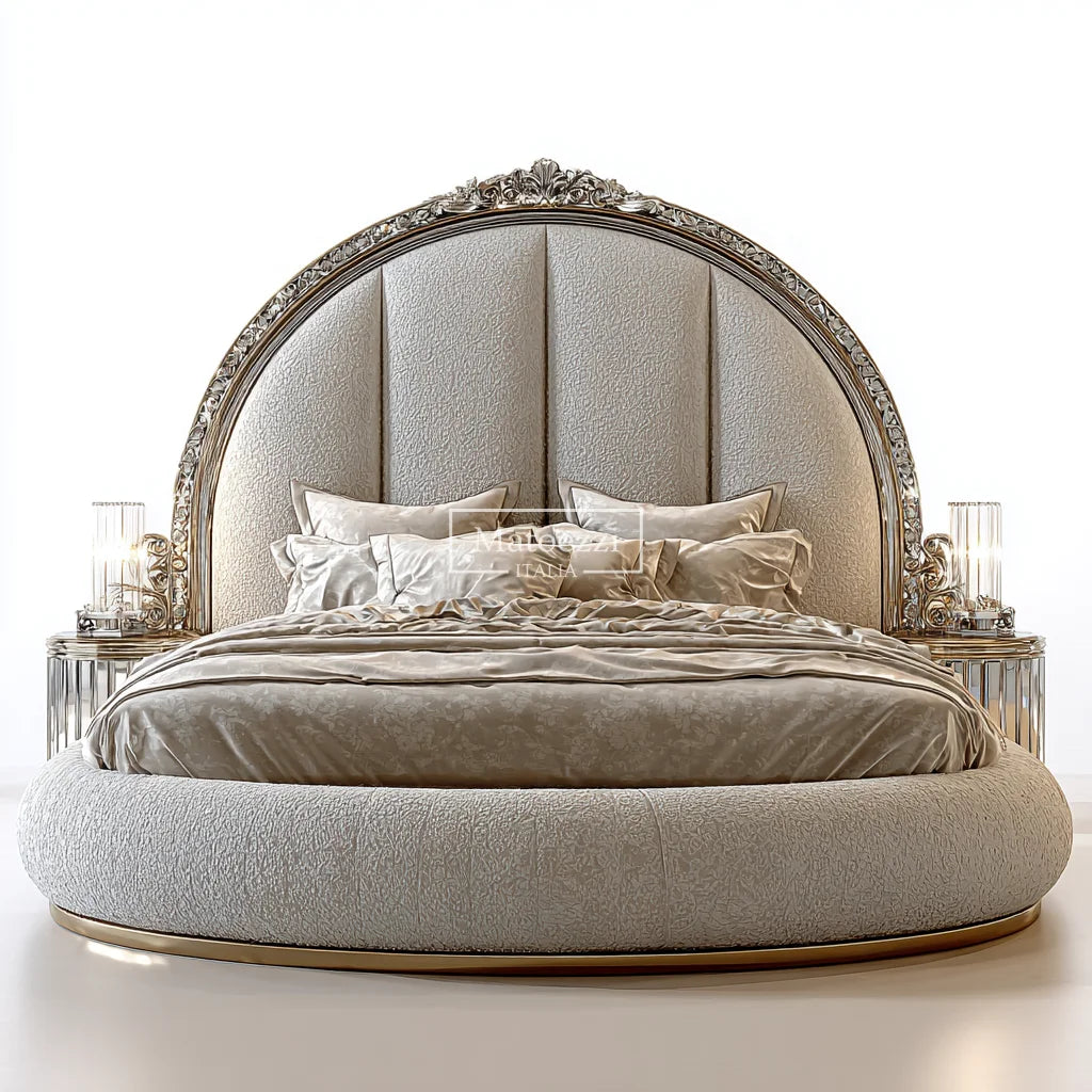 Crystal Tufted Velvet Headboard Oversized Mirror Baroque Royal Gilded — Ivory | KIMLUD