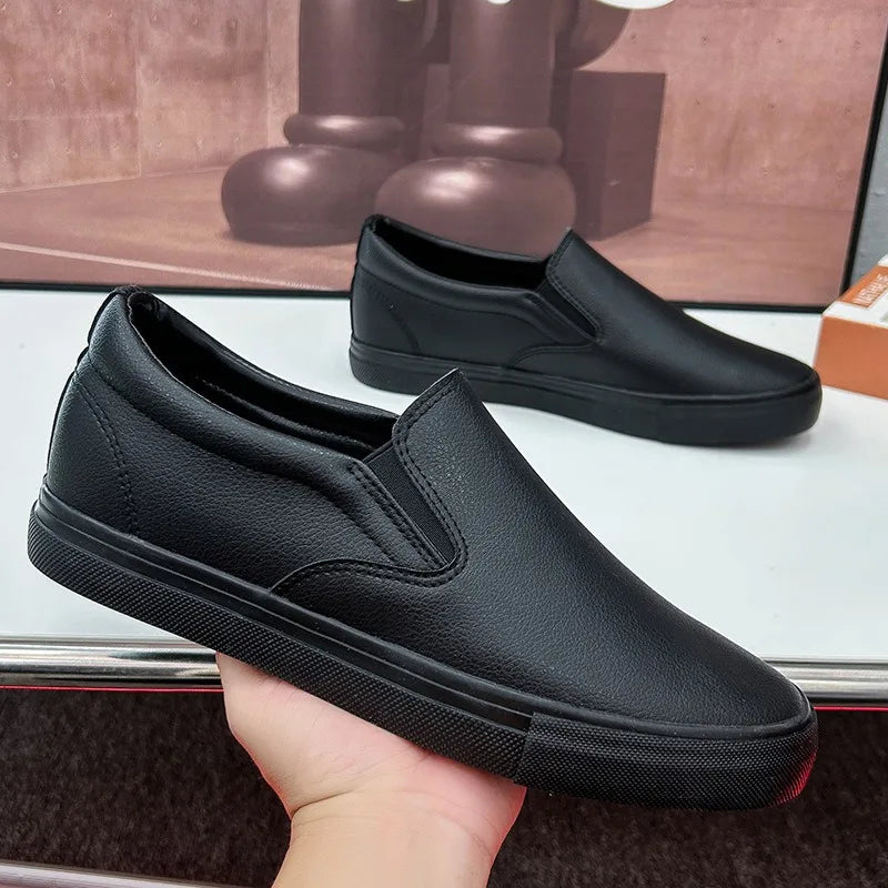 Men's Slip-On Loafers – Waterproof Faux Leather – White | KIMLUD