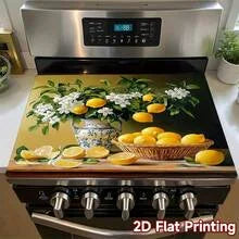 Rubber Stove Cover Mat Tree Design With Intricate Branches — Black | KIMLUD