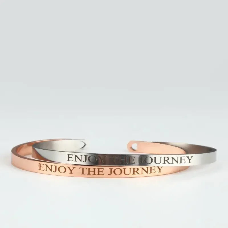 Stainless Steel Engraved Name Text Heart Cuff — Silver | KIMLUD
