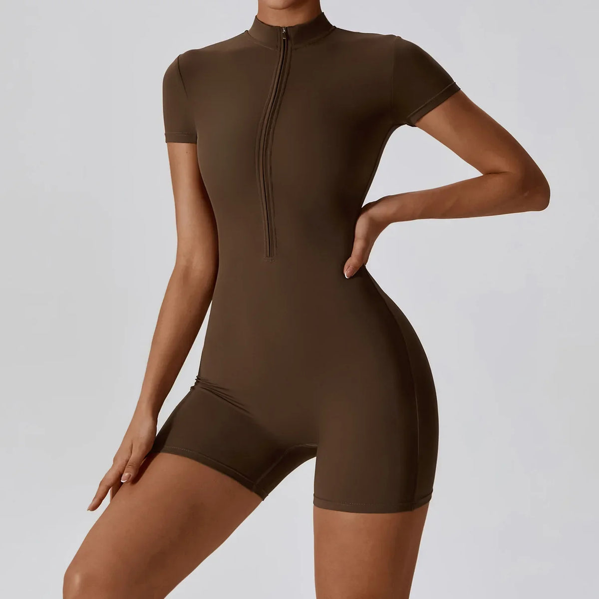 Yoga Jumpsuit – Seamless Zipper – Polyester Long Sleeve | KIMLUD