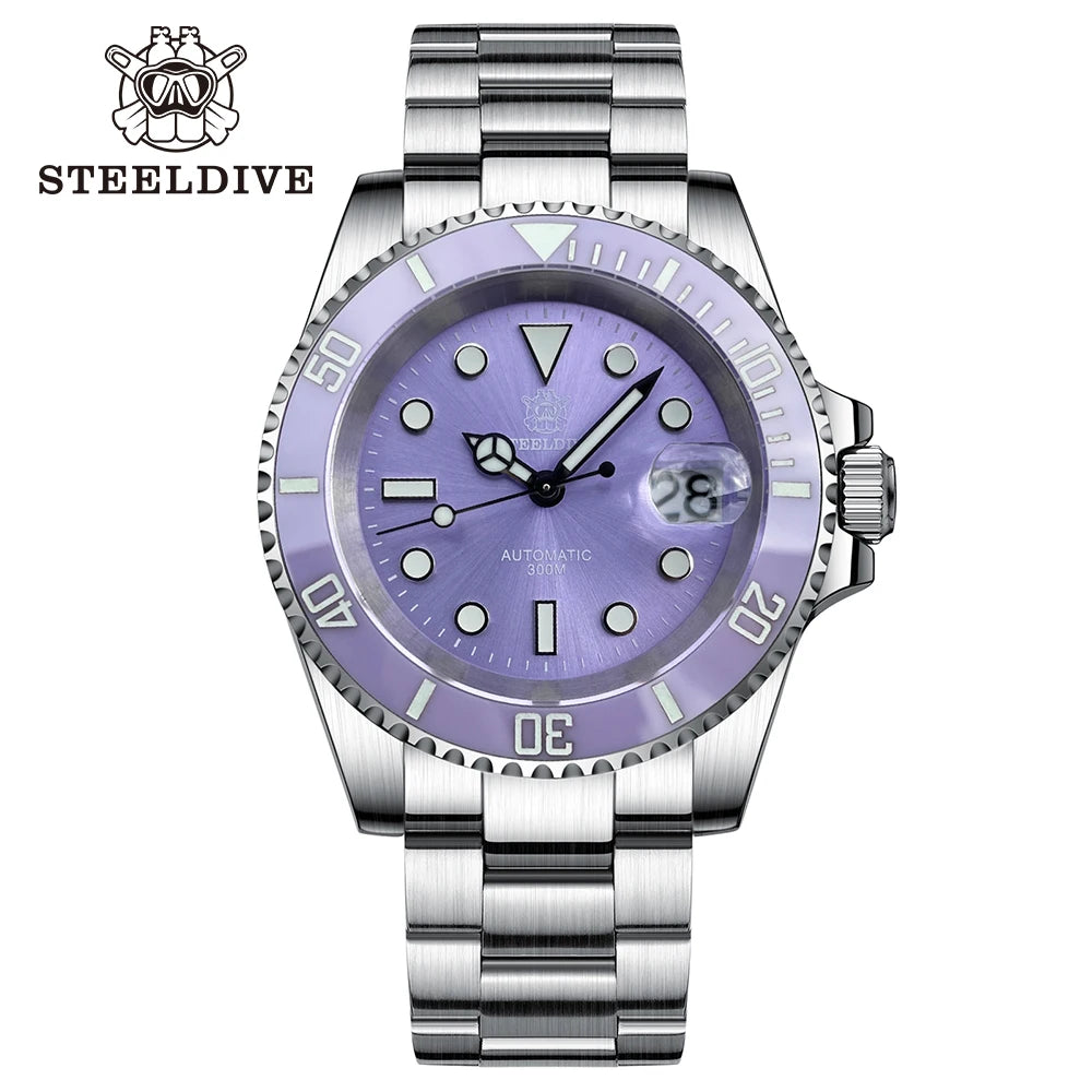 SD1953 New Arrival 2024 Purple Dial Turquoise Dial AR Coating Sapphire Glass 41mm Case 300M Waterproof Ceramic Bezel Dive Watch
