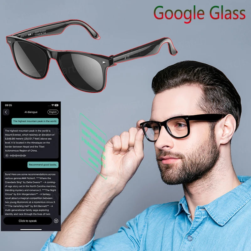 AI smart glasses AI intelligent voice video real-time translation Multiple lenses such as sunglasses,myopia,can be configured