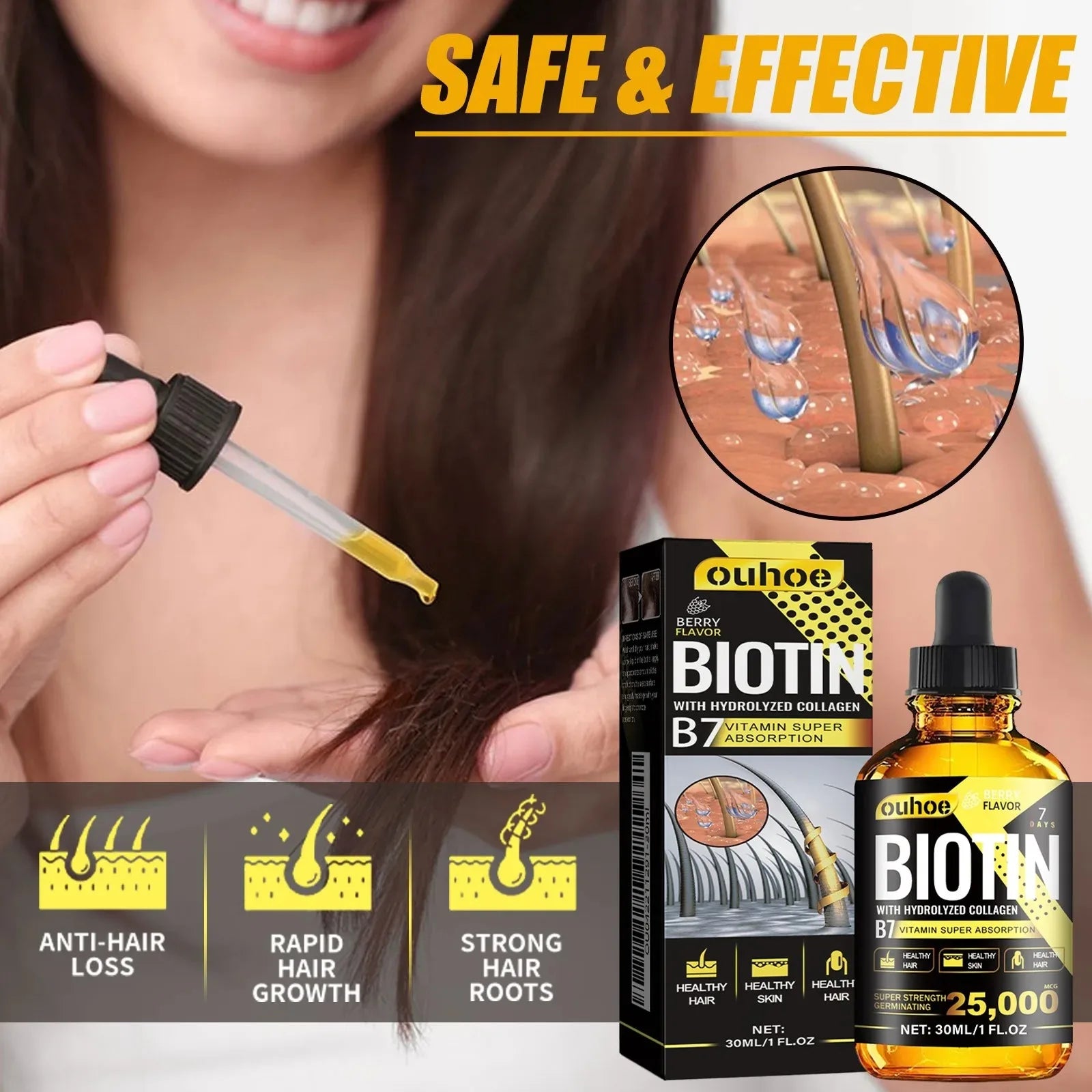 Collagen B7 Hair Growth Essential Oil Scalp Treatment Set — Amber-Gold | KIMLUD