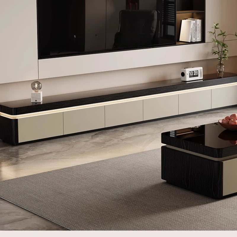 Sculpted Wood TV Stand With Sliding Doors — White | KIMLUD