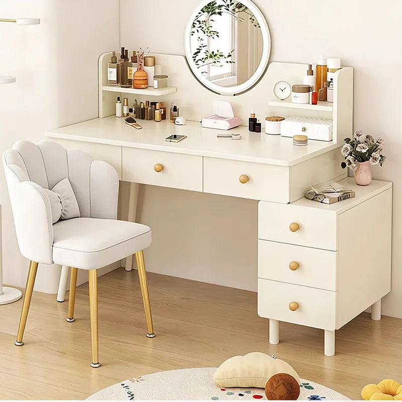 European Modern Vanity Table Bedroom Drawers Storage Mirror Dressing Table Comfortable Cosmetics Vestidores Trendy Furniture