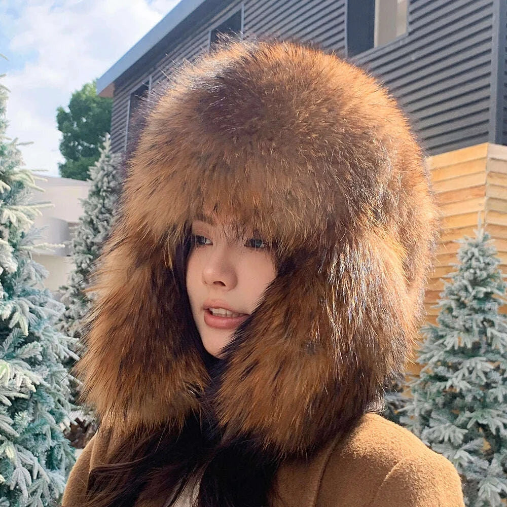 natural-raccoon-fur-caps-russian-hat-unisex-trapper-fur-cap-aviator-trooper-winter-thickened-and-warm-flaps-ski-hat-bomber-hatskimlud-womens-fashion-34622483