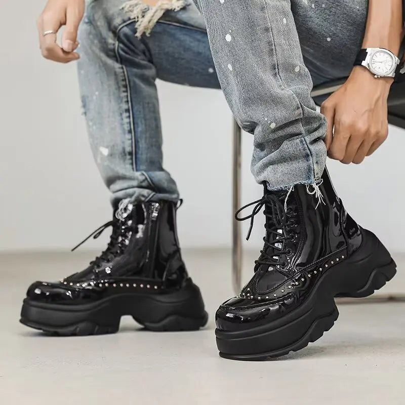 Motorcycle Boots – Sequined Toe Detail – Ankle Boots | KIMLUD