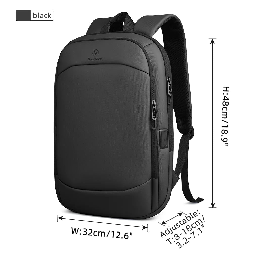 HK Business Backpack for Men 17 Inch Laptop Backpack with USB Port Slim Expandable Waterproof Travel Bag Large Work Computer Bag