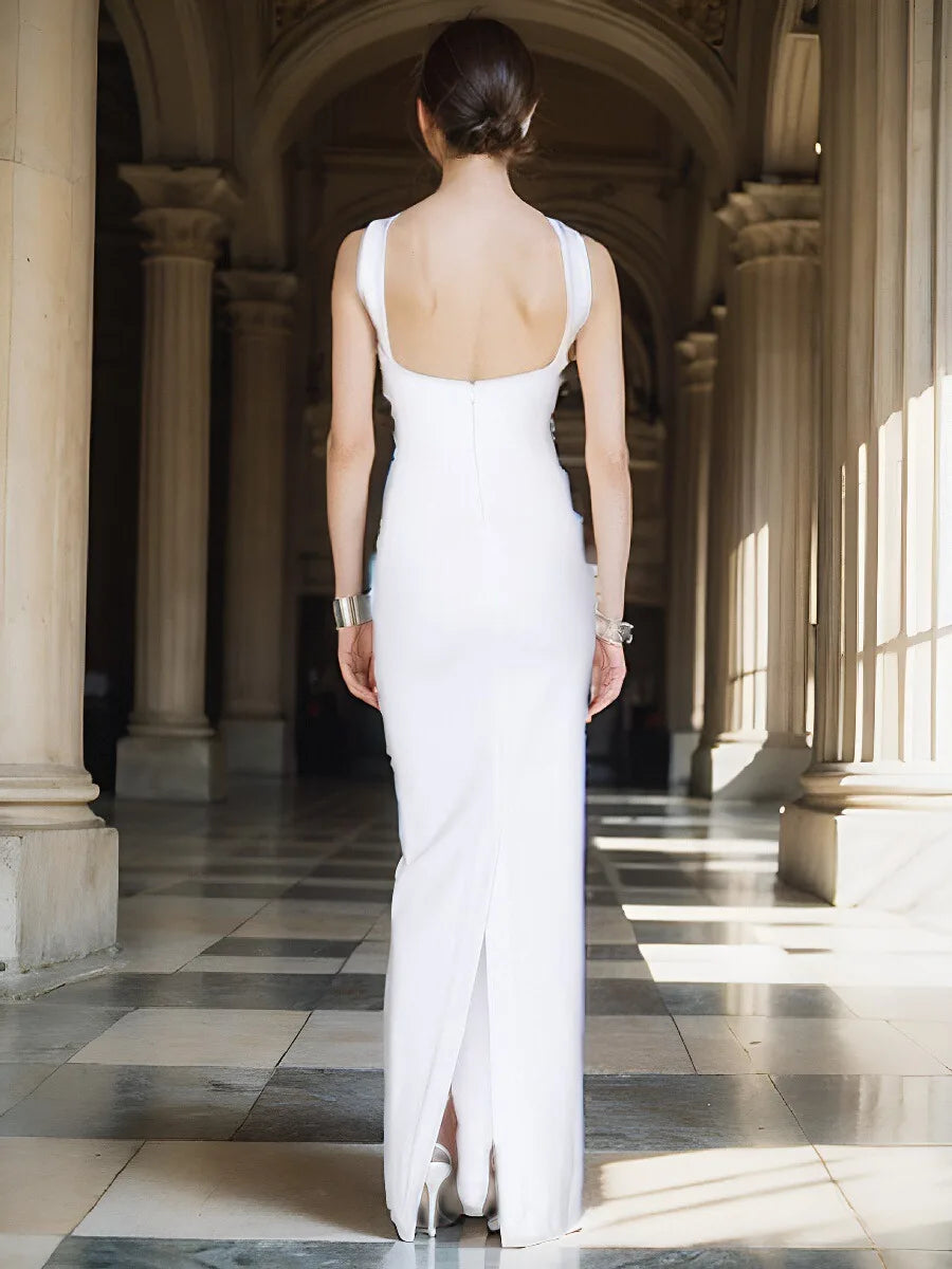 Dresses – Backless Halter Maxi – Polyester | KIMLUD