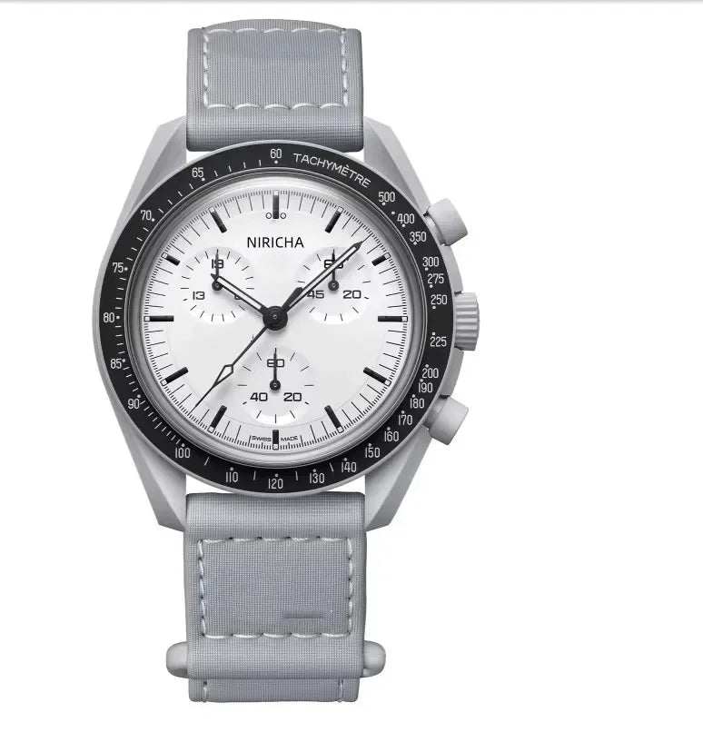 Stylish 2025 Moon Landing Commemorative Watch - Six-Hand Quartz Chronograph for Space Enthusiasts