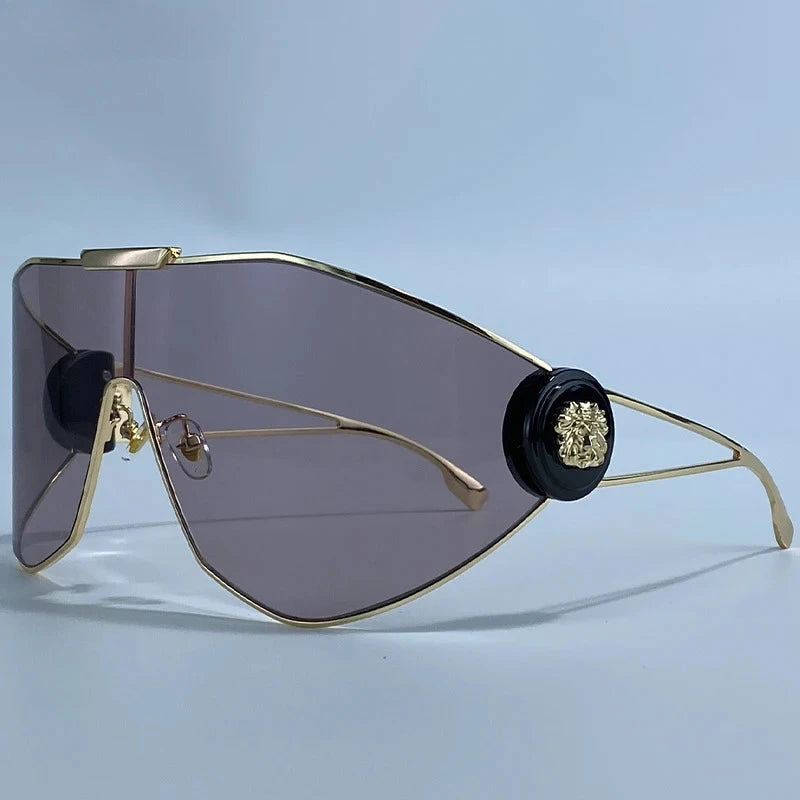 Plastic Oversized Sunglasses Solid — Gold | KIMLUD