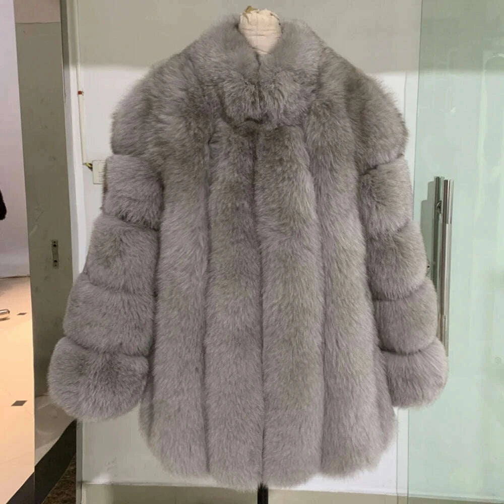 KIMLUD, Long Fox Fur Coats Wholesale Winter Female Natural Fox Fur OutWear Full Pelt Real Fox Fur Jackets with Long Sleeve 909, KIMLUD Womens Clothes