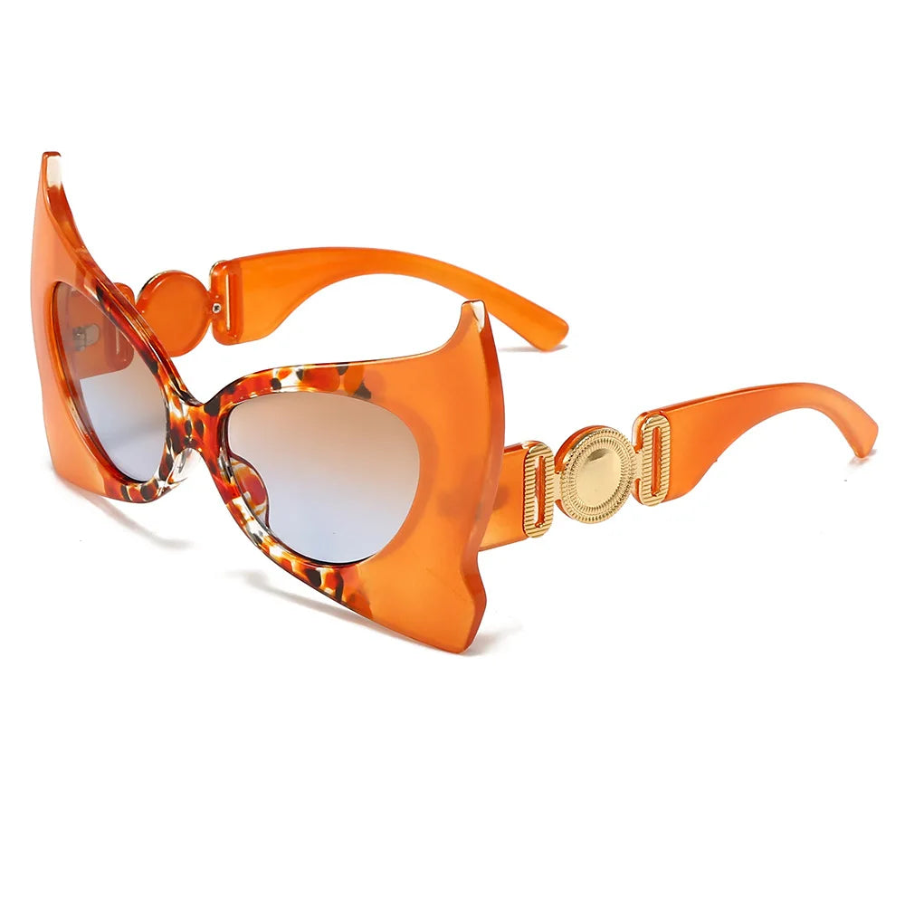Oversized Tortoiseshell Cat Eye Sunglasses — Orange | KIMLUD