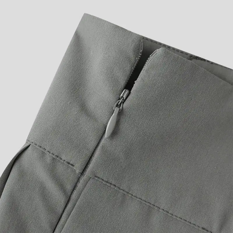 2024 Men Casual Skirts Solid Color Pleated Zipper Loose Trousers Personality Streetwear Leisure Fashion Men Skirts S-5XL INCERUN