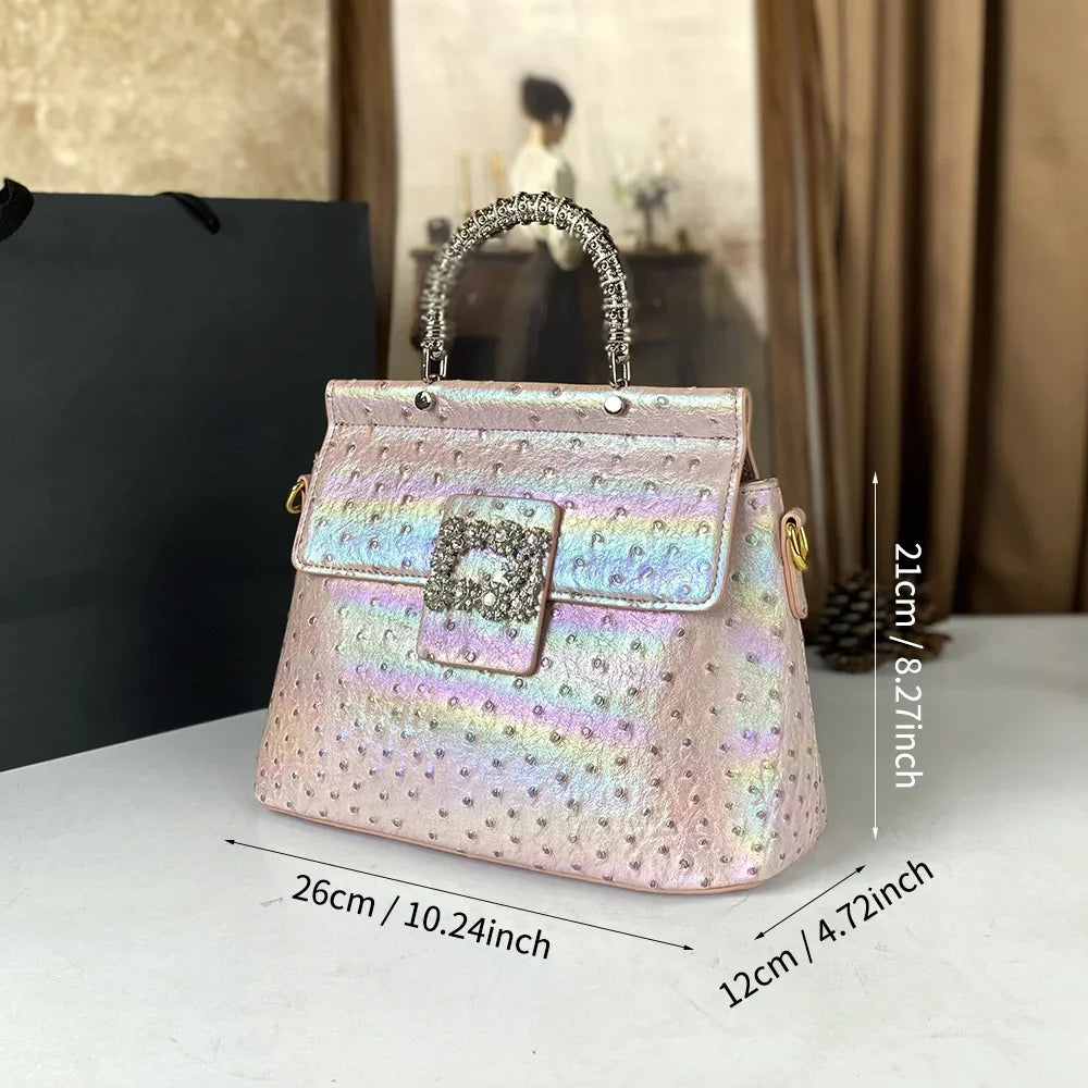 PU Crossbody Bag Laser Light Finish — Black | KIMLUD