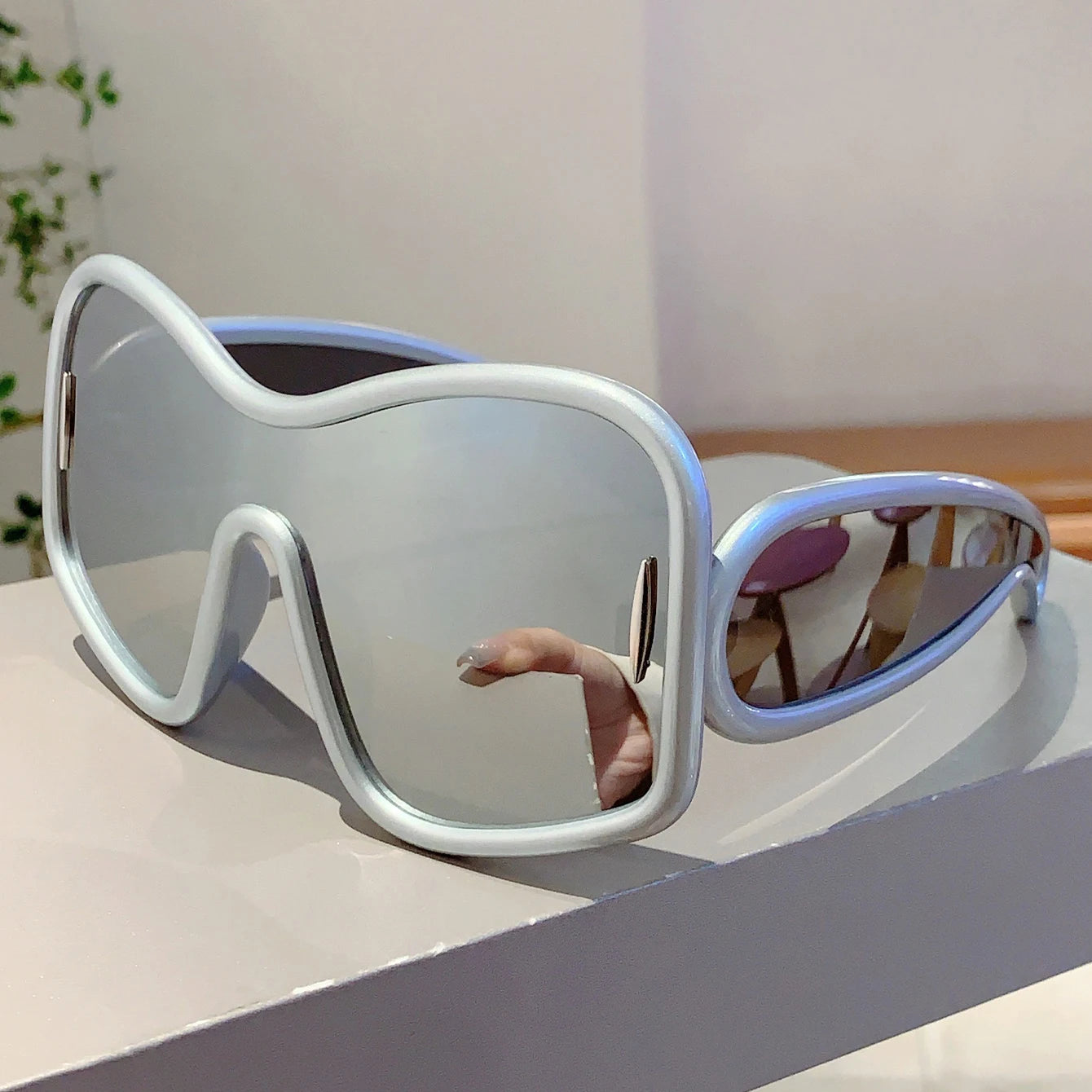 Oversize Square Sunglasses Designer — Green | KIMLUD