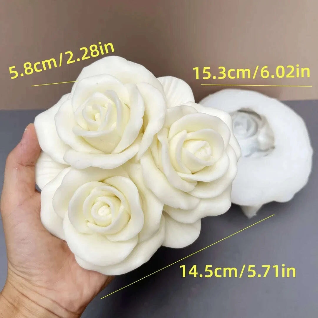 KIMLUD, Peony Rose Bud Bouquet Candle Silicone Mold Peony Flower Clusters Candle Mould Christmas Gift Flower Bundle Resin Gypsum Molds, KIMLUD Womens Clothes