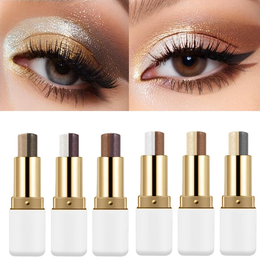 Double Color Eyeshadow Stick Glitter Highlight Shadow Stick Eye Makeup Waterproof Lasting Shimmer Metallic Eyeshadow Makeup