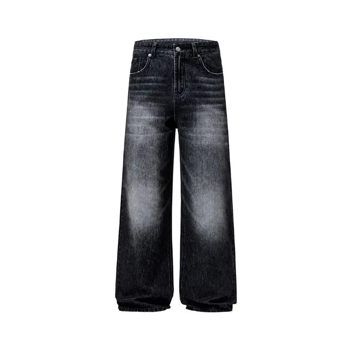 4 Colors Autumn Vintage Distressed Men's Baggy Straight Jeans Fashion Korean High Street Denim Pants Streetwear Male cargo