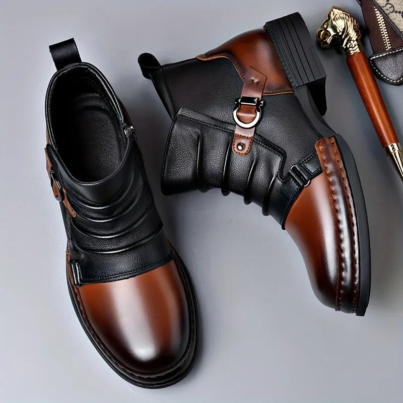 Autumn Winter Retro Ankle Boots for Men Fashion Casual Size Zipper Motorcycle Boots Man New Designer Warm Platform Shoes Male