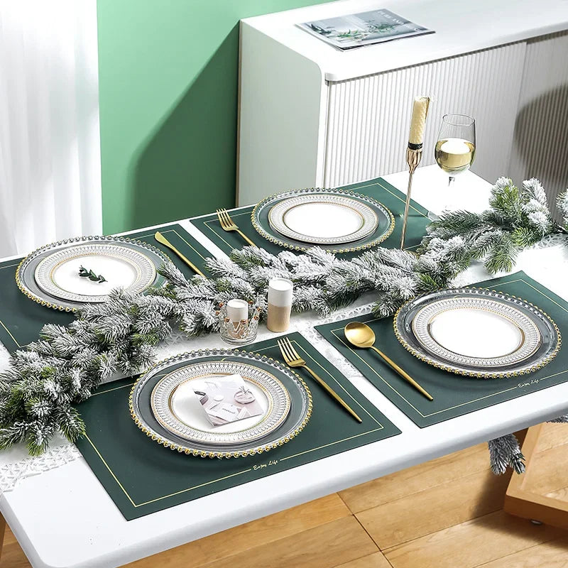 Ceramic Dinner Plates Golden Bead Trim — White | KIMLUD