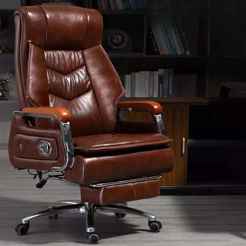 KIMLUD, Swivel Office Chair Recliner Vintage Leather Study Arm Office Chair Ergonomic Luxury Cadeira Para Computador Furniture Home, KIMLUD Womens Clothes