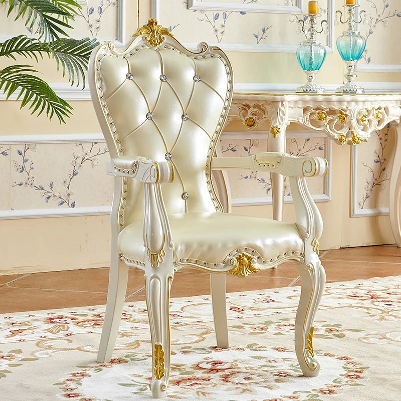 X European Solid Wood Dining Chair Princess Lazy Throne Luxury Lounge Chair Fashion Butterfly Ergonomic Muebles Entrance Furnitu