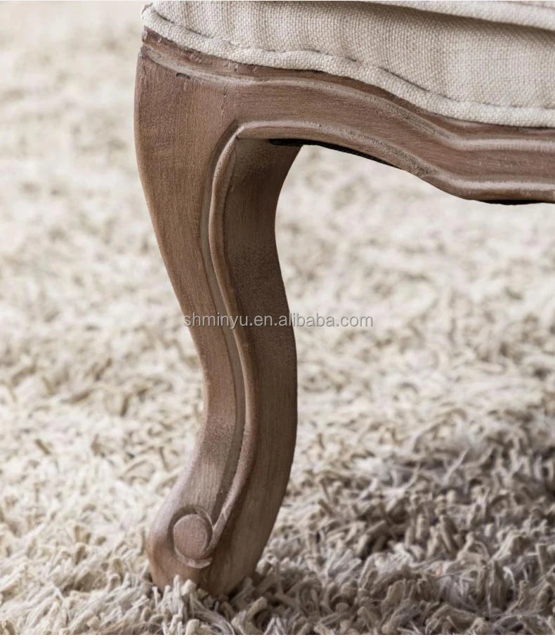 French farmhouse antique wooden armchair lounge living room furniture with stool accent chair