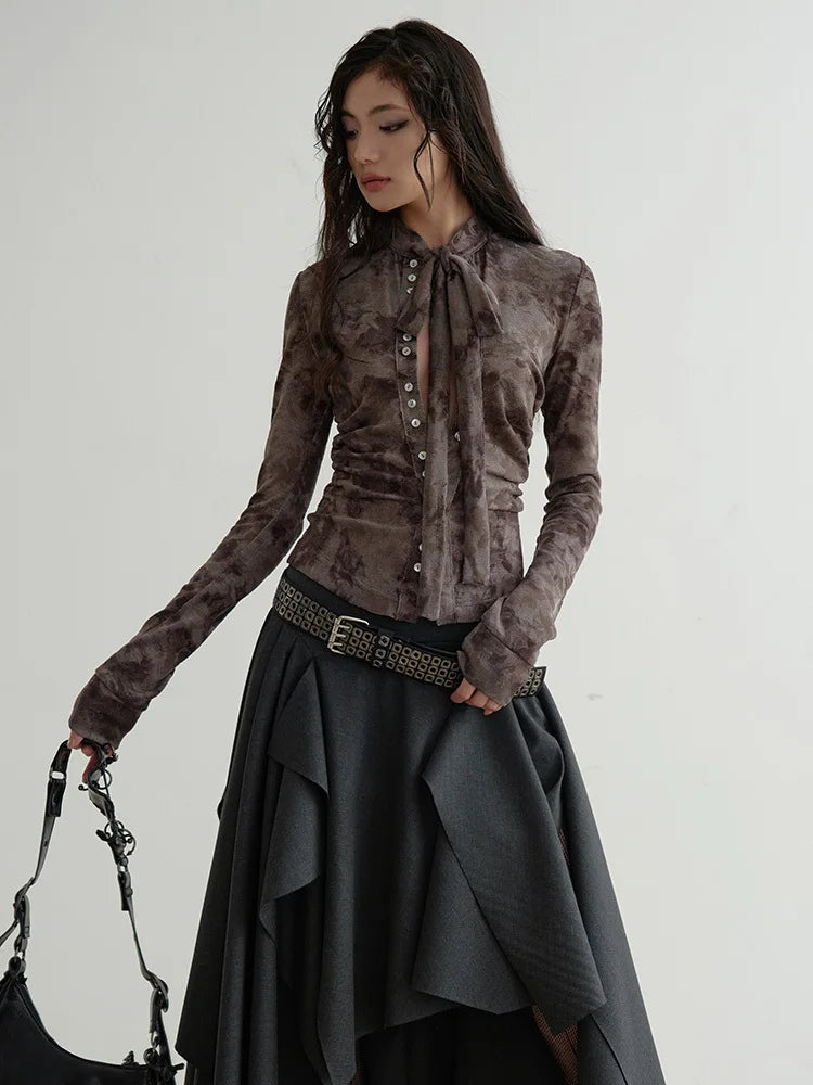 Skirt – High Waist – Cotton Polyester – Dark Gray | KIMLUD