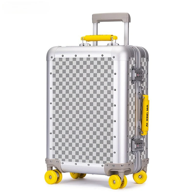 Aluminum Magnesium Alloy Rolling Suitcases — Silver | KIMLUD