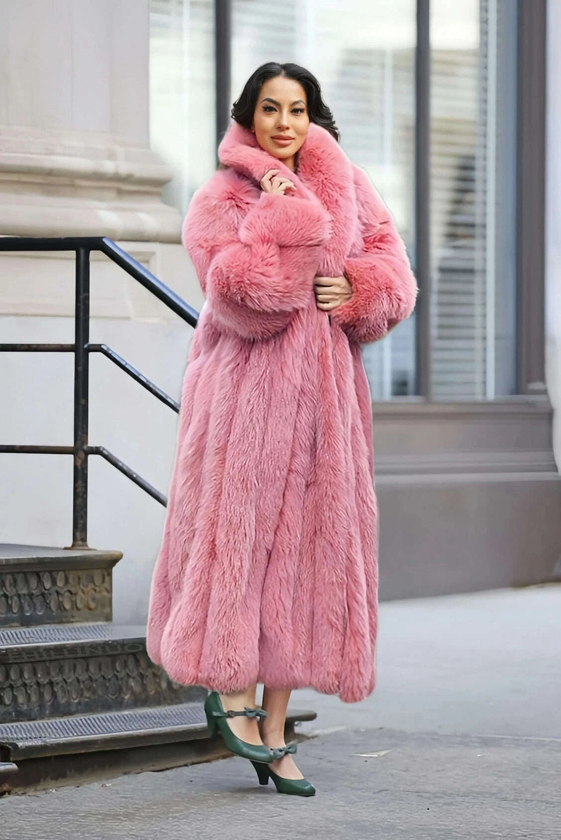 KIMLUD, Chic Oriented Women's Faux Grass Outerwear Fashionable Casual Comfort Autumn-Winter Long Solid Color Lapel Faux Grass Coat, KIMLUD Womens Clothes