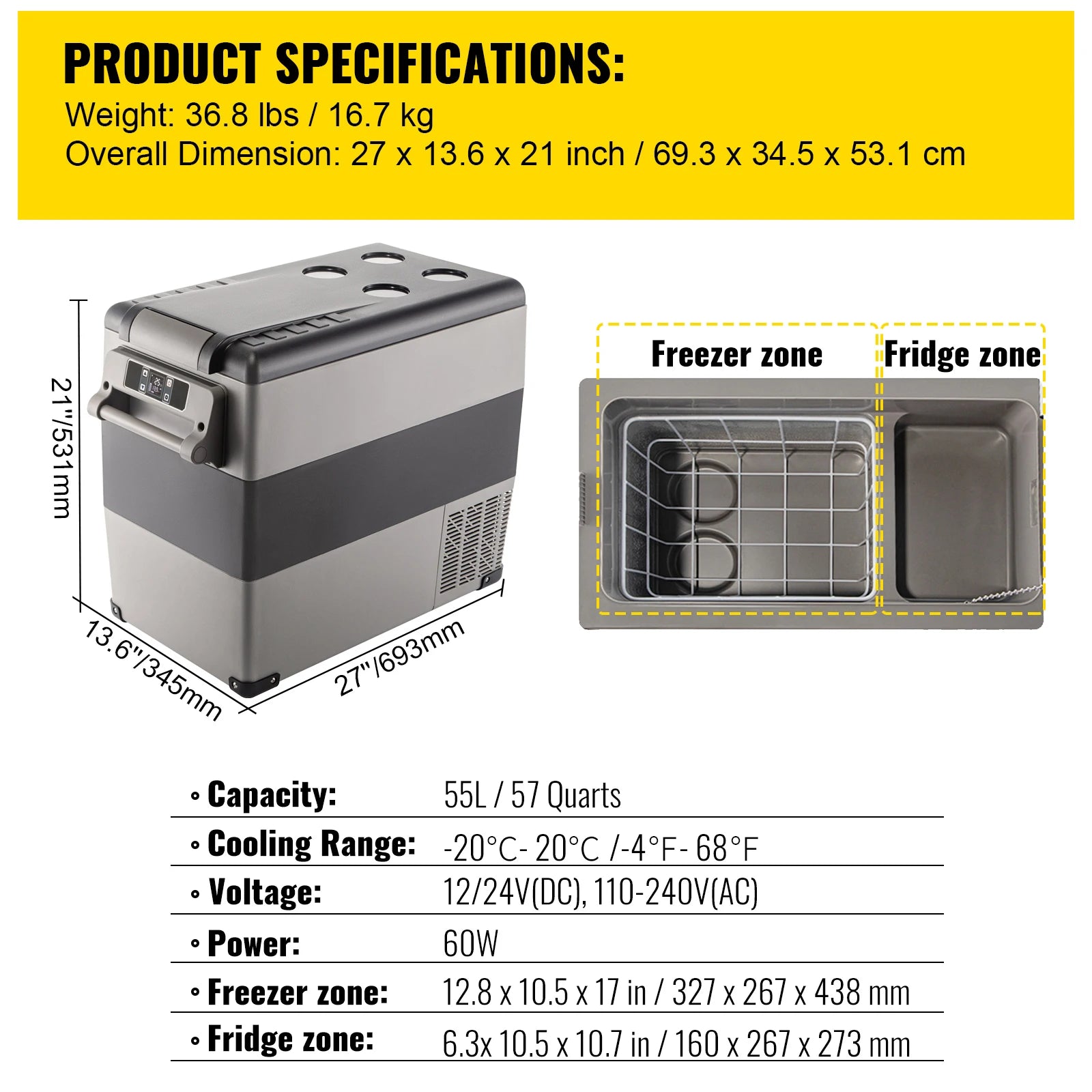 Portable Car Refrigerator 20L Premium — Black | KIMLUD